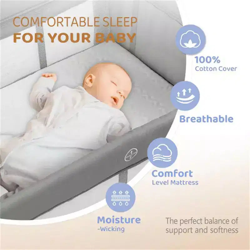 7-in-1 Bassinet & Bedside Crib Nursery Center with Changing Table, Gray