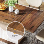 55" Rectangular Dining Table for 4–6, Farmhouse Style, Oak Brown & White