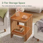 Solid Wood 2-Tier End Table with Open Storage Shelf