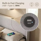 Modern Upholstered Storage Bed with Charging Station