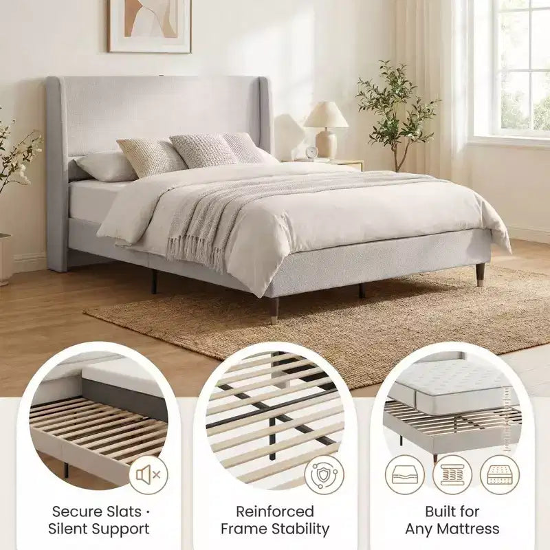 Modern Upholstered Storage Bed with Charging Station