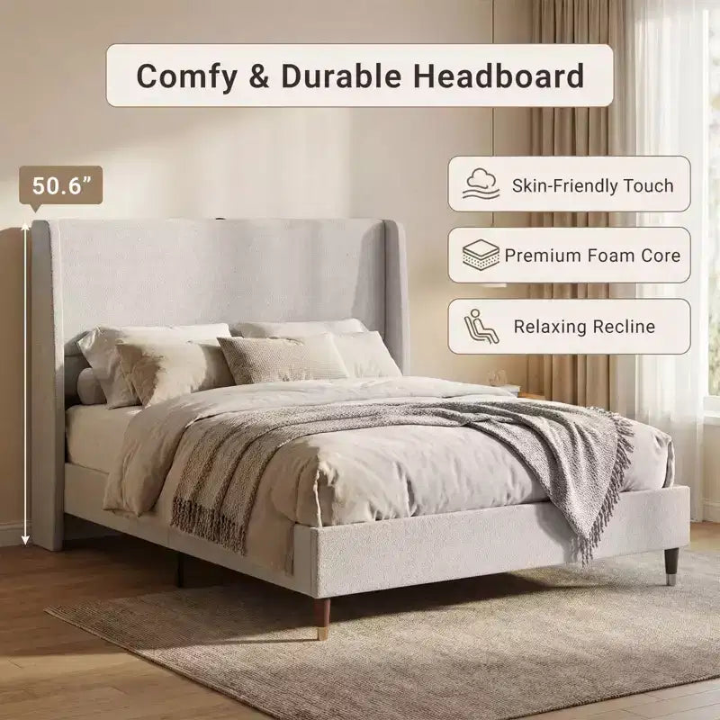 Modern Upholstered Storage Bed with Charging Station