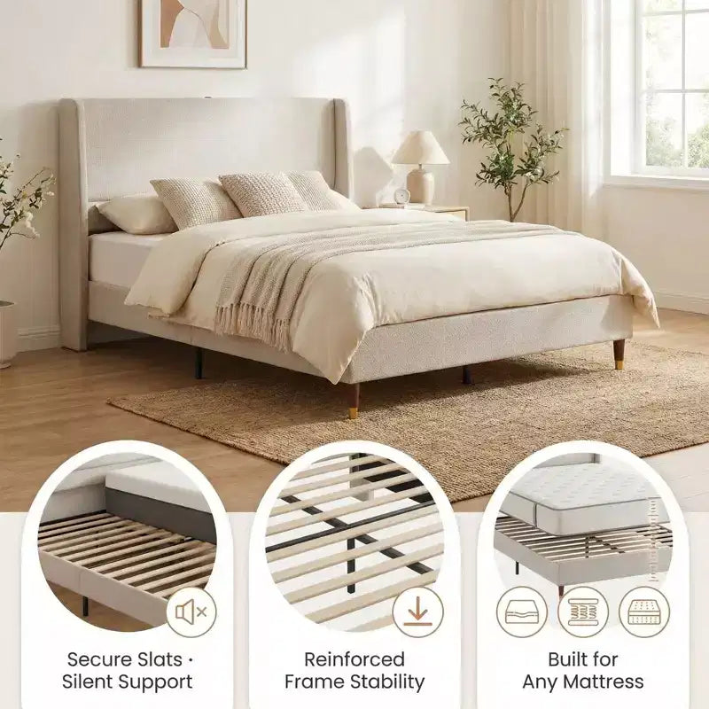 Modern Upholstered Storage Bed with Charging Station