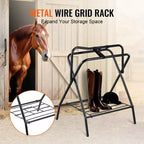2-Pack Folding Saddle Rack, Heavy-Duty Steel, Freestanding Portable Holder for English and Western Saddles, Tack Storage, Black