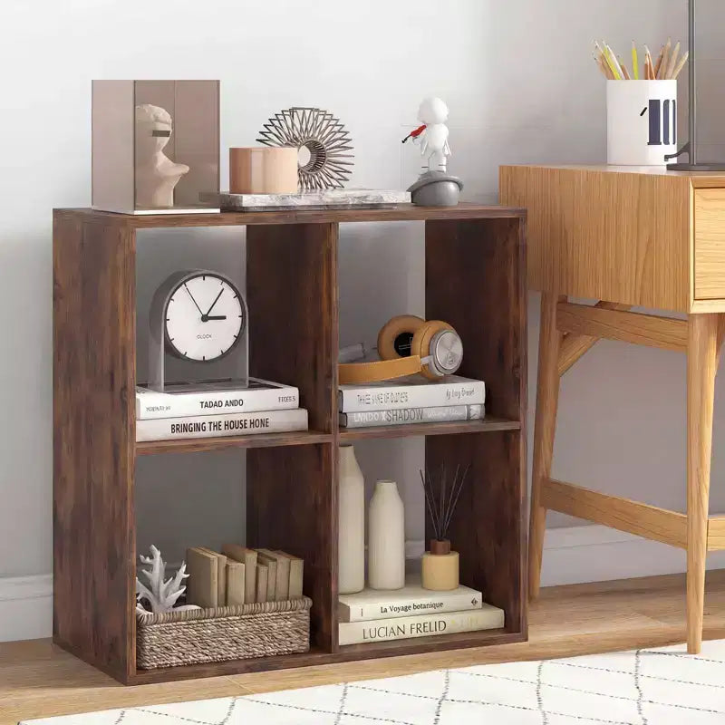 4-Cube Open Bookshelf with Anti-Tip Kits, Storage Shelf for Home and Study