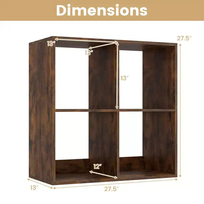 4-Cube Open Bookshelf with Anti-Tip Kits, Storage Shelf for Home and Study