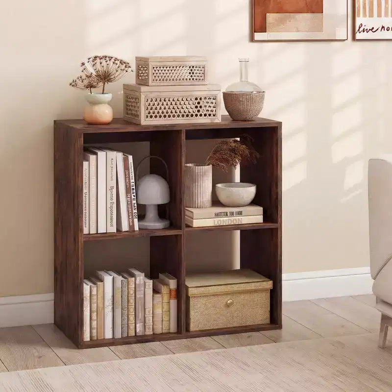 4-Cube Open Bookshelf with Anti-Tip Kits, Storage Shelf for Home and Study