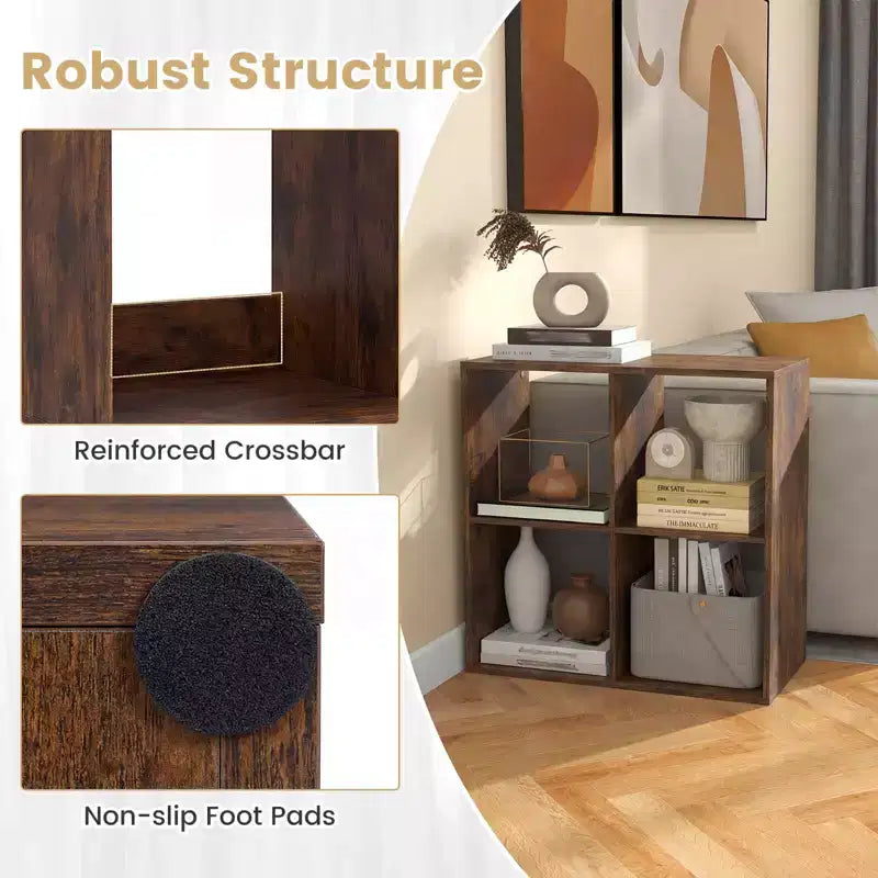 4-Cube Open Bookshelf with Anti-Tip Kits, Storage Shelf for Home and Study