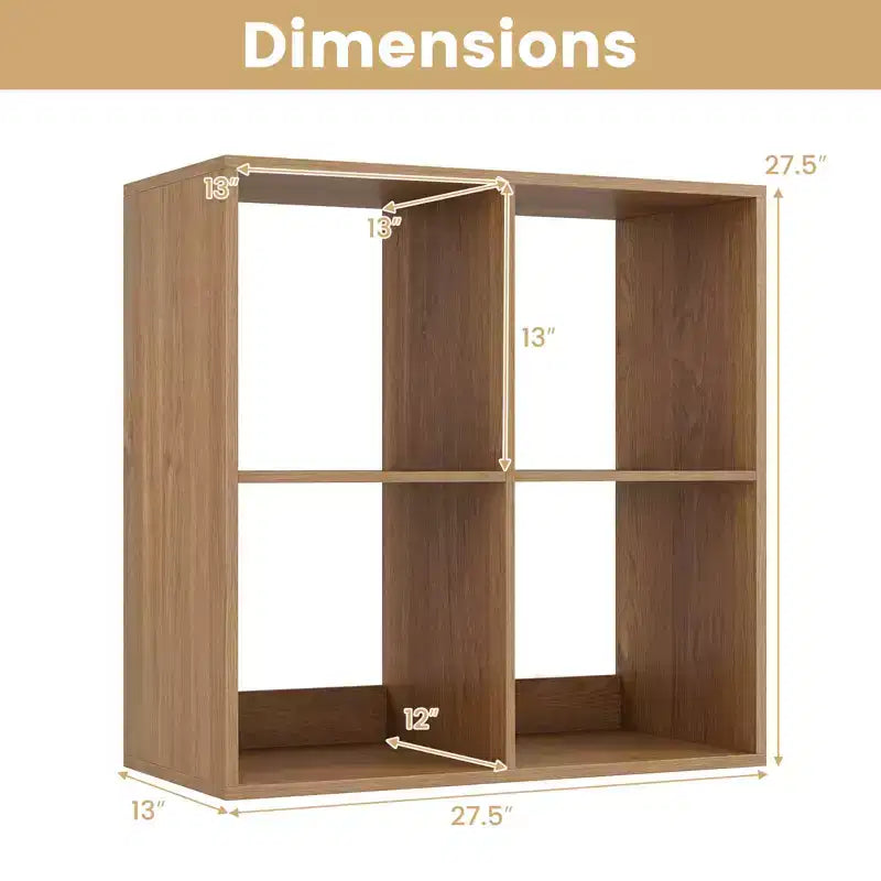 4-Cube Open Bookshelf with Anti-Tip Kits, Storage Shelf for Home and Study