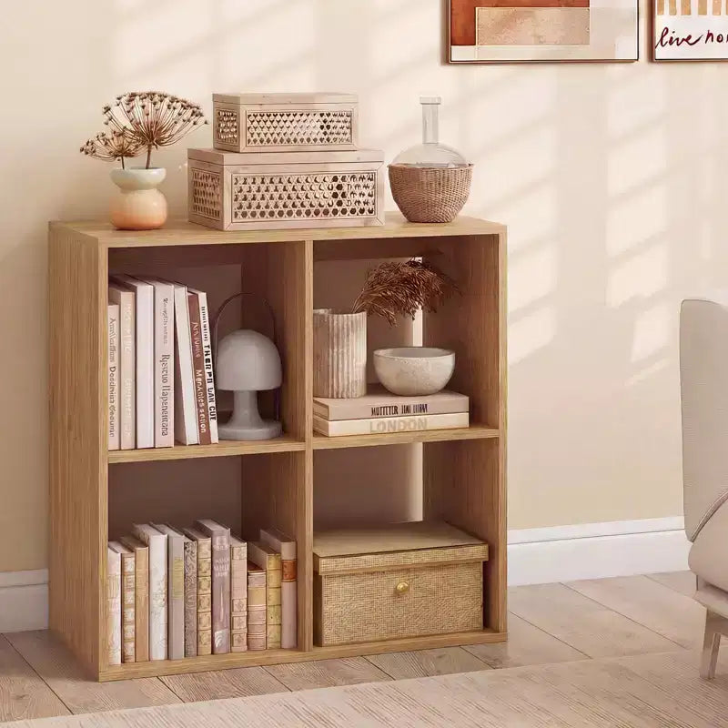 4-Cube Open Bookshelf with Anti-Tip Kits, Storage Shelf for Home and Study