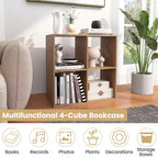 4-Cube Open Bookshelf with Anti-Tip Kits, Storage Shelf for Home and Study