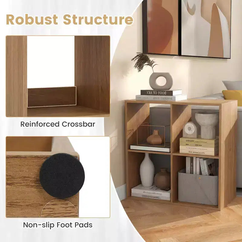 4-Cube Open Bookshelf with Anti-Tip Kits, Storage Shelf for Home and Study