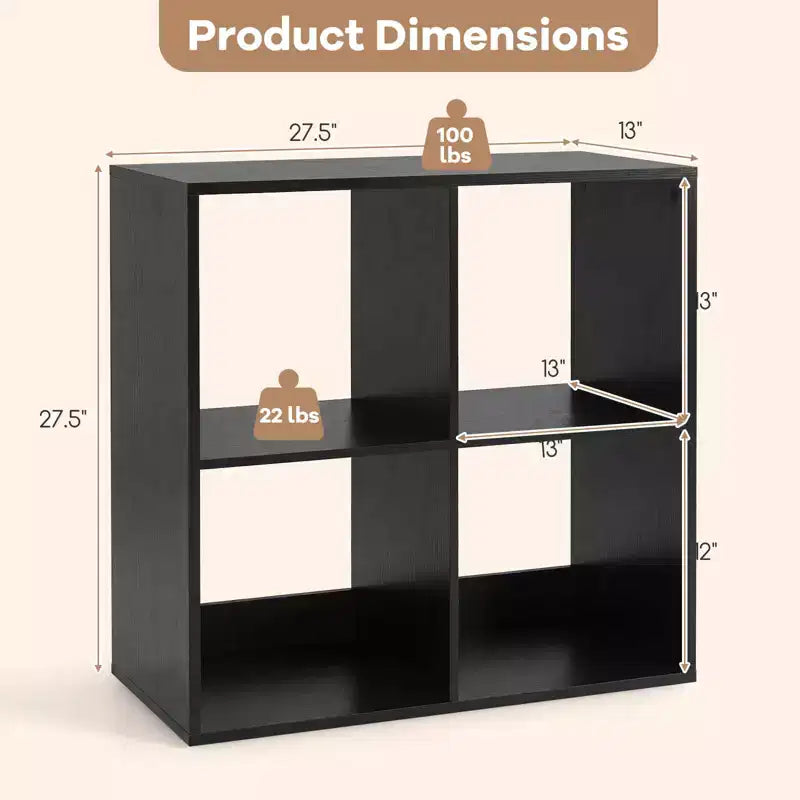 4-Cube Open Bookshelf with Anti-Tip Kits, Storage Shelf for Home and Study