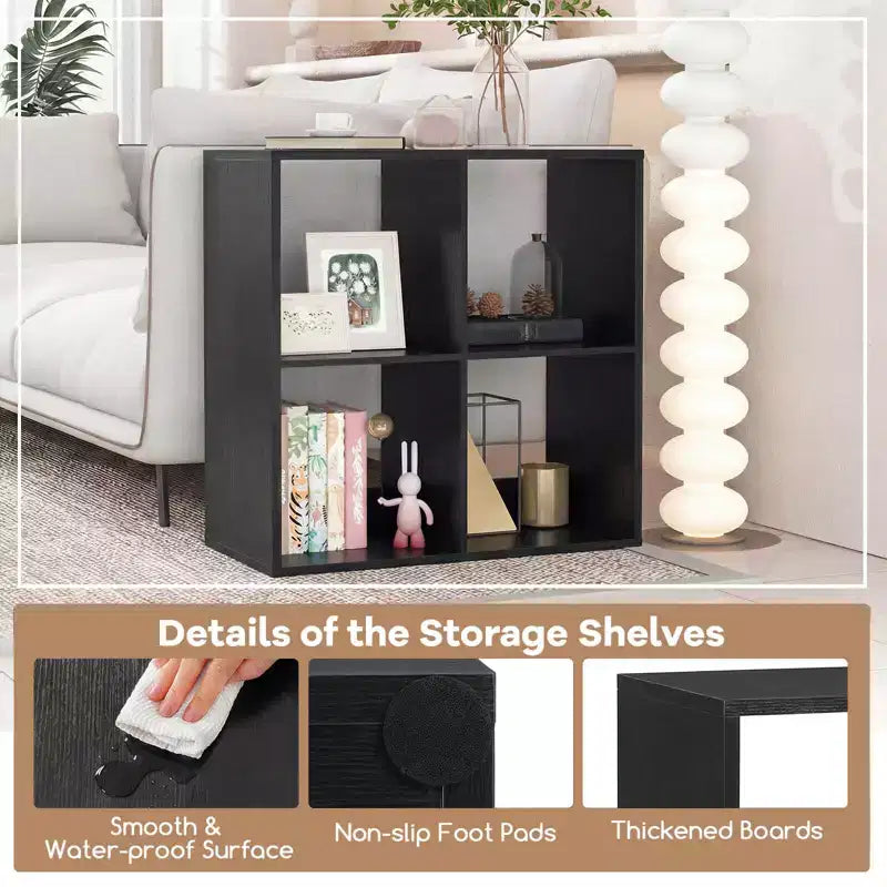 4-Cube Open Bookshelf with Anti-Tip Kits, Storage Shelf for Home and Study