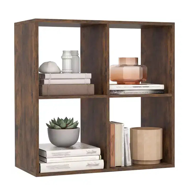 4-Cube Open Bookshelf with Anti-Tip Kits, Storage Shelf for Home and Study