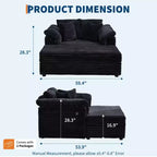 60-Inch Oversized Chaise Lounge with USB Charging Ports