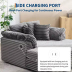60-Inch Oversized Chaise Lounge with USB Charging Ports
