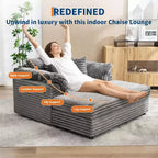 60-Inch Oversized Chaise Lounge with USB Charging Ports