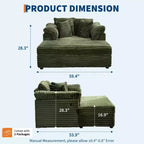 60-Inch Oversized Chaise Lounge with USB Charging Ports
