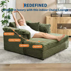 60-Inch Oversized Chaise Lounge with USB Charging Ports