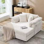 60 Oversized Chaise Lounge with USB/Type-C - Corduroy Sofa Bed with Wide Armrests for Living Room