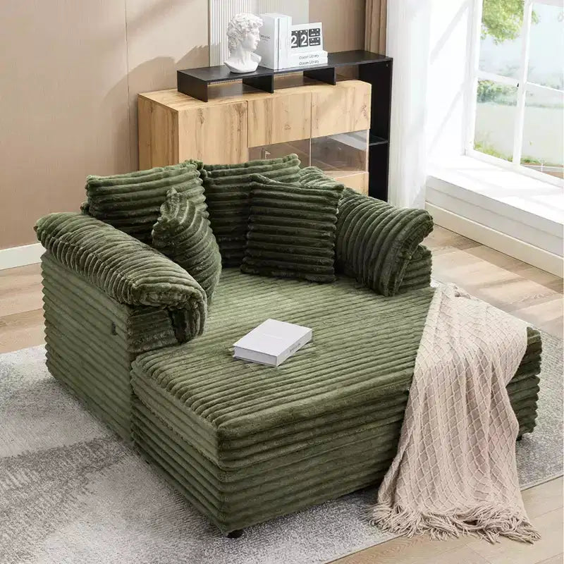60-Inch Oversized Chaise Lounge with USB Charging Ports