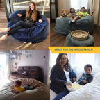 Oversized Bean Bag Lounger Chair, Navy Faux Fur