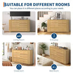 6-Drawer Wooden Dresser with Curved Edges, Oak Finish