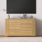 6-Drawer Wooden Dresser with Curved Edges, Oak Finish