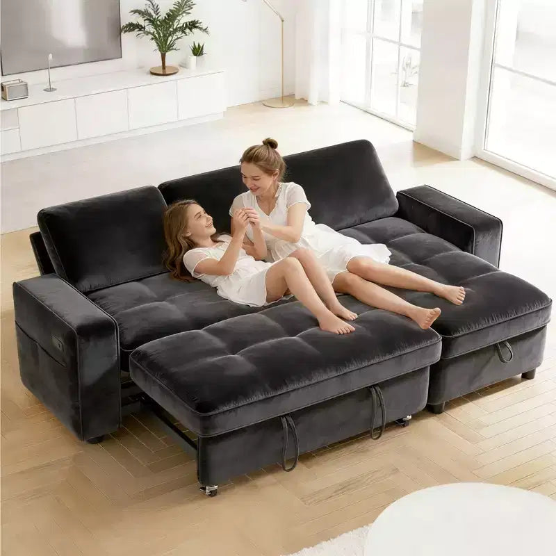 Convertible Storage Sofa Bed with Adjustable Backrest