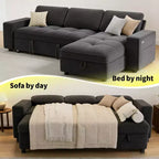 Convertible Storage Sofa Bed with Adjustable Backrest