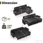 Convertible Storage Sofa Bed with Adjustable Backrest