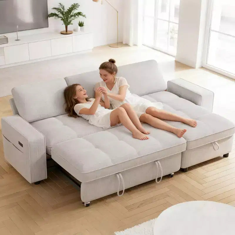 Convertible Storage Sofa Bed with Adjustable Backrest