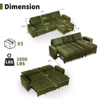 Convertible Storage Sofa Bed with Adjustable Backrest