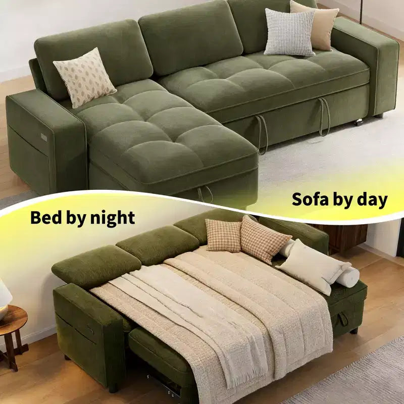 Convertible Storage Sofa Bed with Adjustable Backrest