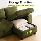 Convertible Storage Sofa Bed with Adjustable Backrest