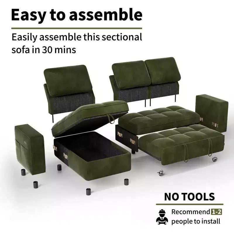 Convertible Storage Sofa Bed with Adjustable Backrest