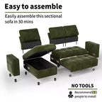 Convertible Storage Sofa Bed with Adjustable Backrest