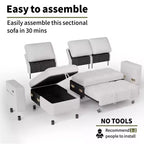 Convertible Storage Sofa Bed with Adjustable Backrest