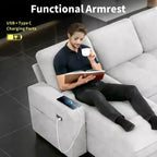 Convertible Storage Sofa Bed with Adjustable Backrest
