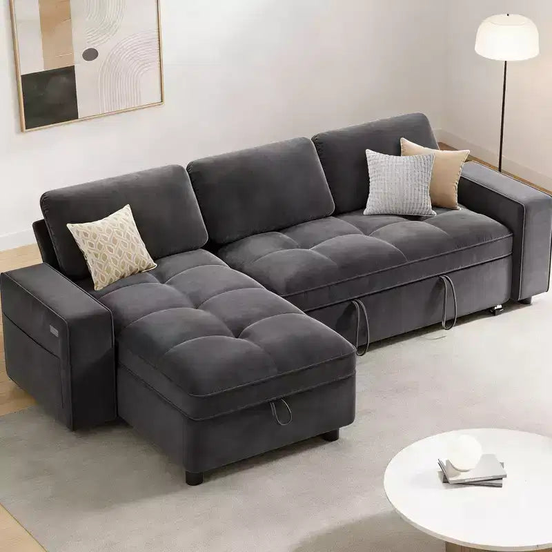Convertible Storage Sofa Bed with Adjustable Backrest