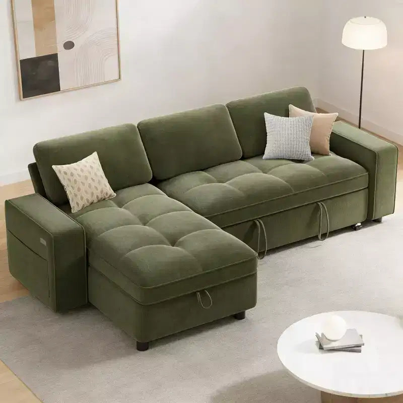 Convertible Storage Sofa Bed with Adjustable Backrest