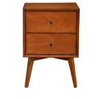 Mid-Century Modern 2-Drawer Nightstand, Chestnut