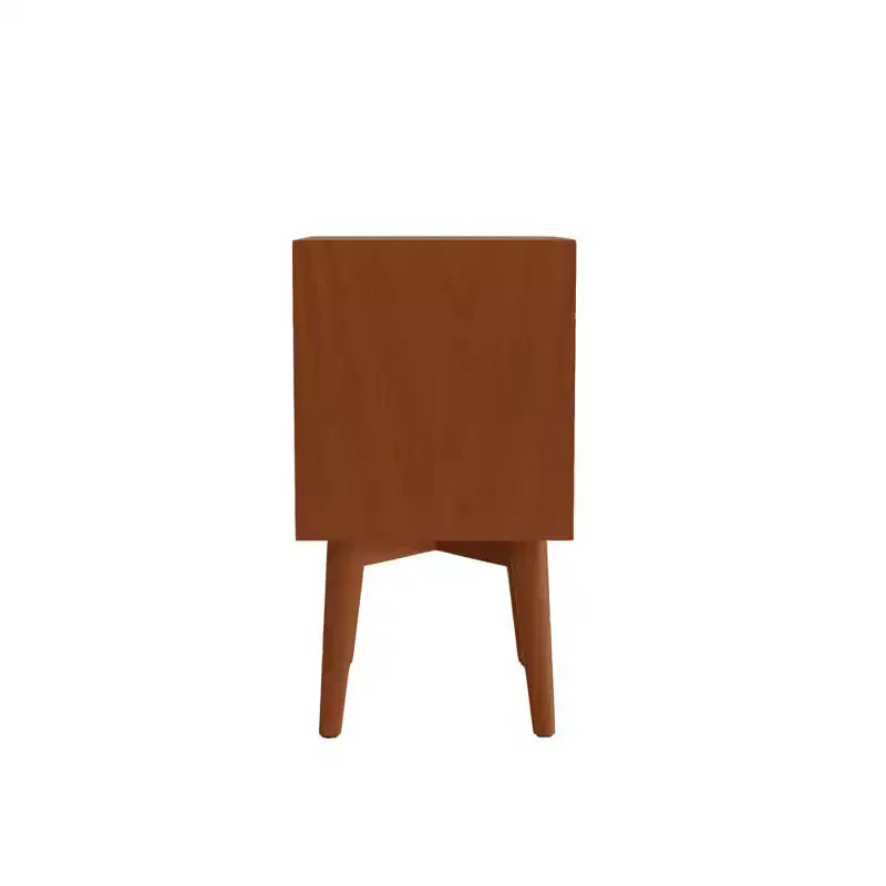 Mid-Century Modern 2-Drawer Nightstand, Chestnut