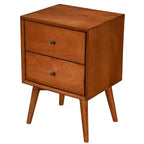 Mid-Century Modern 2-Drawer Nightstand, Chestnut