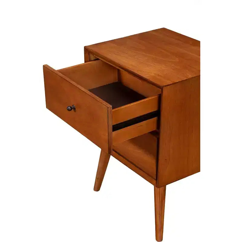 Mid-Century Modern 2-Drawer Nightstand, Chestnut
