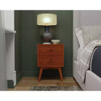 Mid-Century Modern 2-Drawer Nightstand, Chestnut