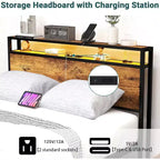 Queen Storage Bed Frame with 8 Drawers & Wooden Headboard – Brown