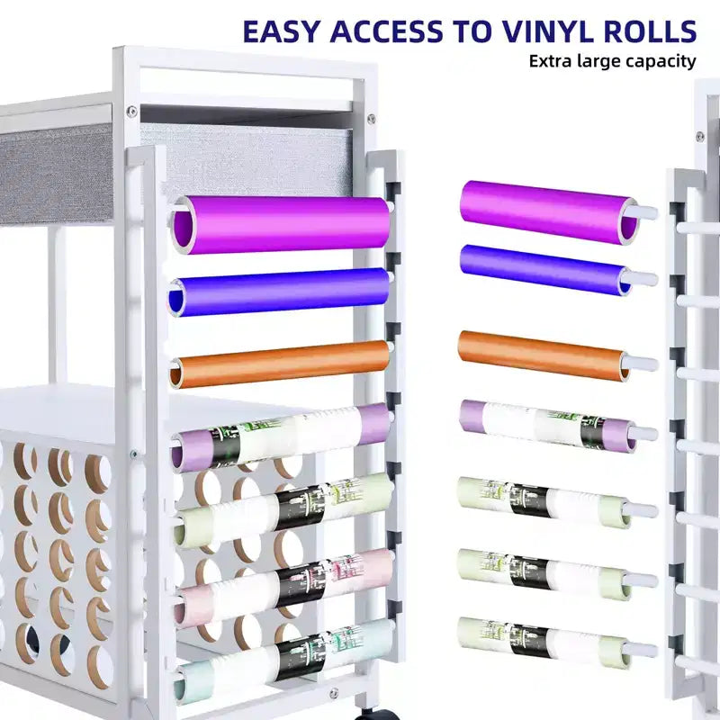 Rolling Craft Storage Cart with Vinyl Roll Holder