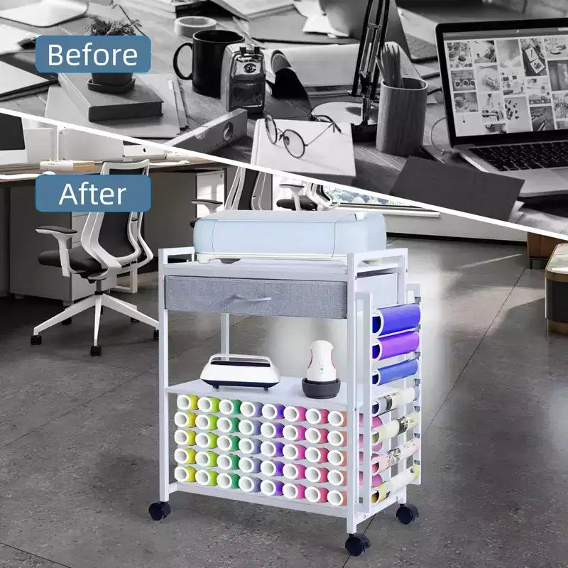 Rolling Craft Storage Cart with Vinyl Roll Holder